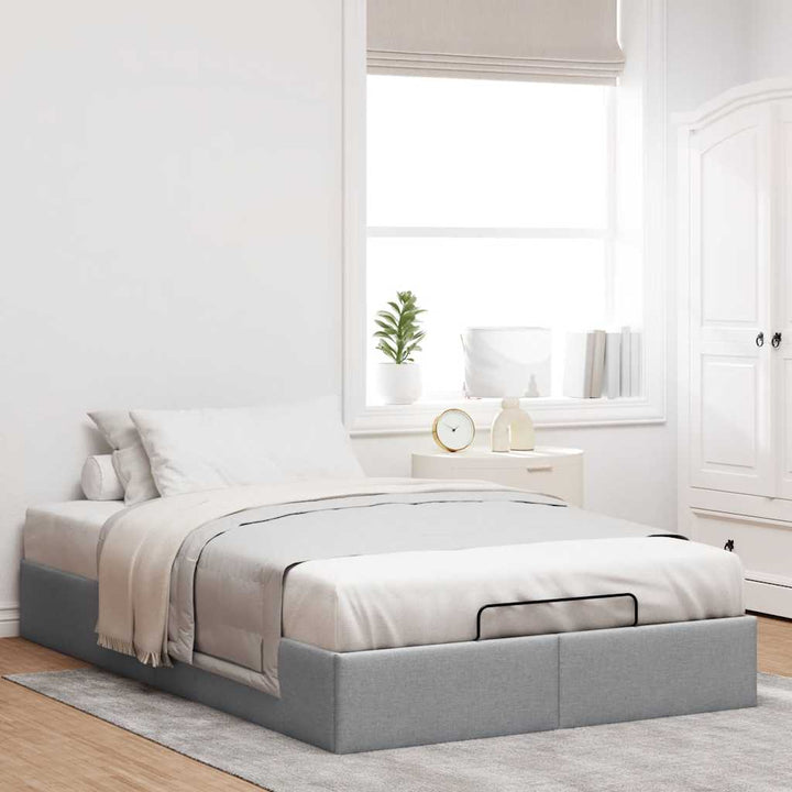 osmannisk sengeramme uden madras 120x190 cm stof lysegrå