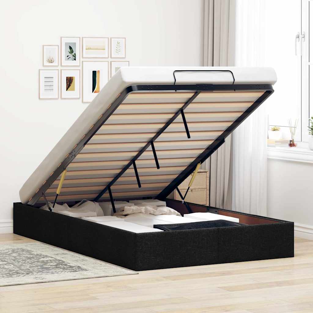 osmannisk sengeramme uden madras 120x190 cm stof sort
