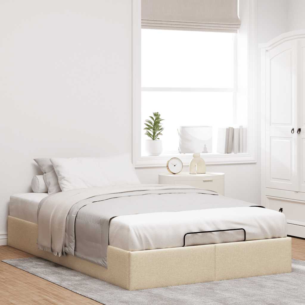 osmannisk sengeramme uden madras 120x200 cm stof cremefarvet