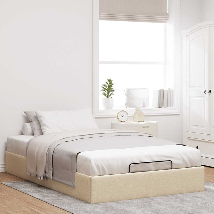 osmannisk sengeramme uden madras 120x200 cm stof cremefarvet