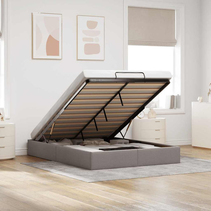 osmannisk sengeramme uden madras 140x190 cm stof gråbrun
