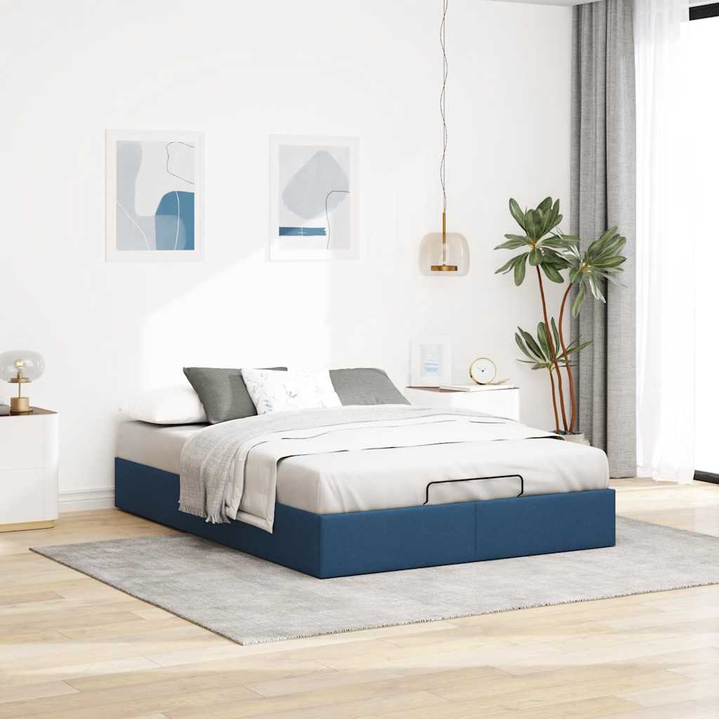 osmannisk sengeramme uden madras 140x190 cm stof blå