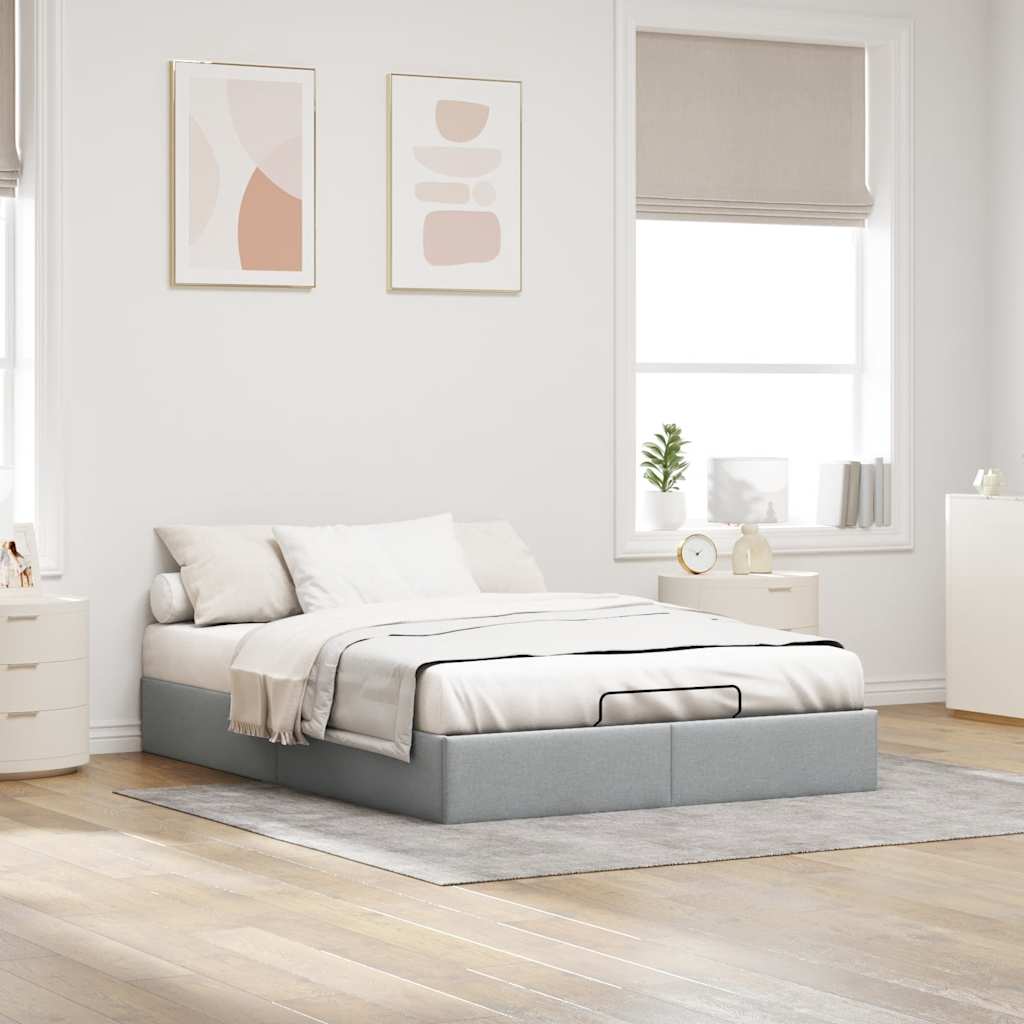 osmannisk sengeramme uden madras 140x200 cm stof lysegrå