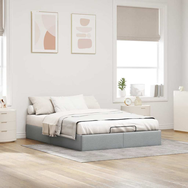osmannisk sengeramme uden madras 140x200 cm stof lysegrå