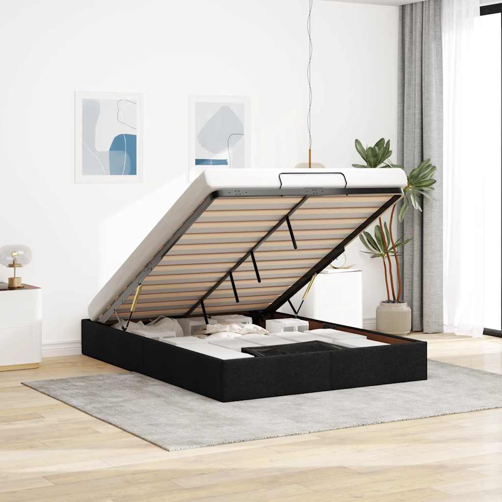 osmannisk sengeramme uden madras 140x200 cm stof sort