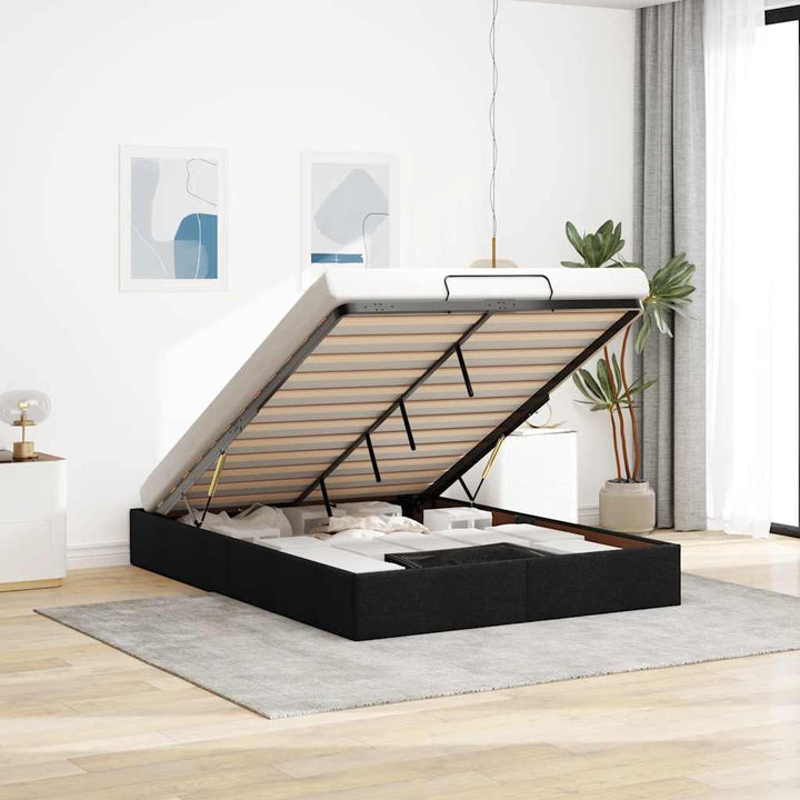 osmannisk sengeramme uden madras 140x200 cm stof sort