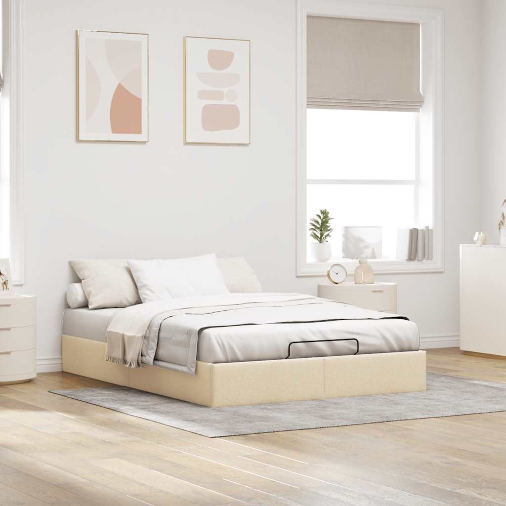 osmannisk sengeramme uden madras 140x200 cm stof cremefarvet