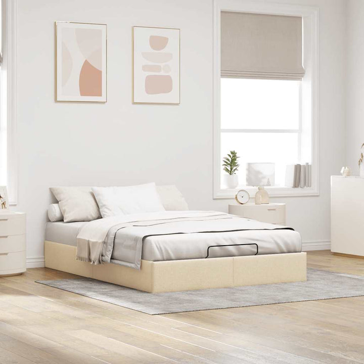 osmannisk sengeramme uden madras 140x200 cm stof cremefarvet