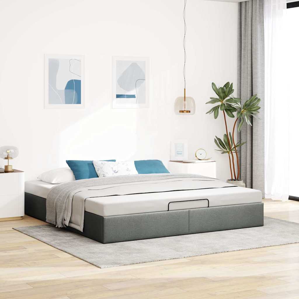 osmannisk sengeramme uden madras 180x200 cm stof mørkegrå