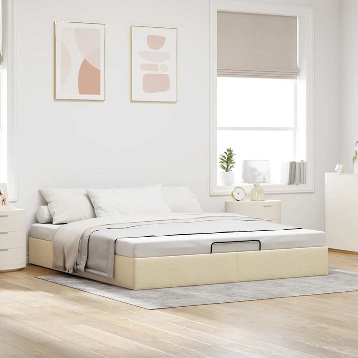 osmannisk sengeramme uden madras 180x200 cm stof cremefarvet