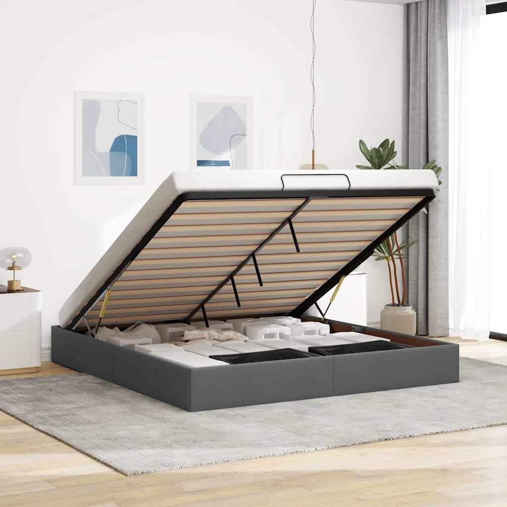 osmannisk sengeramme uden madras 200x200 cm stof mørkegrå