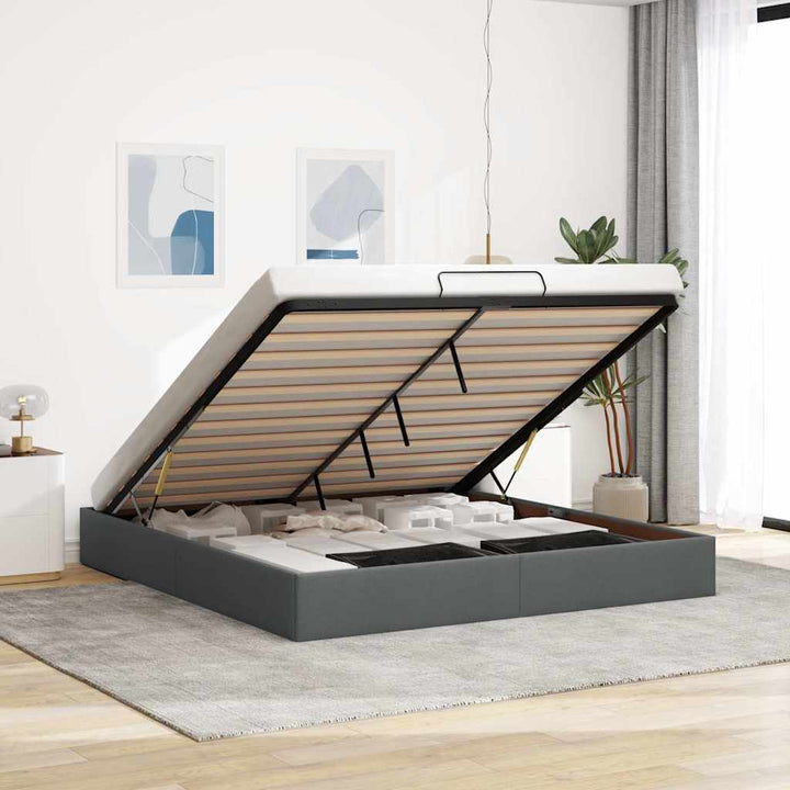 osmannisk sengeramme uden madras 200x200 cm stof mørkegrå