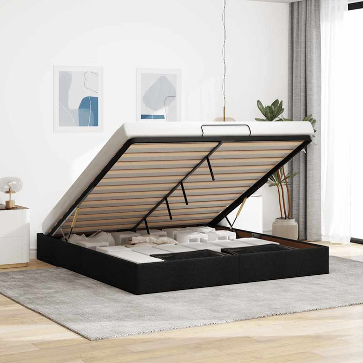osmannisk sengeramme uden madras 200x200 cm stof sort