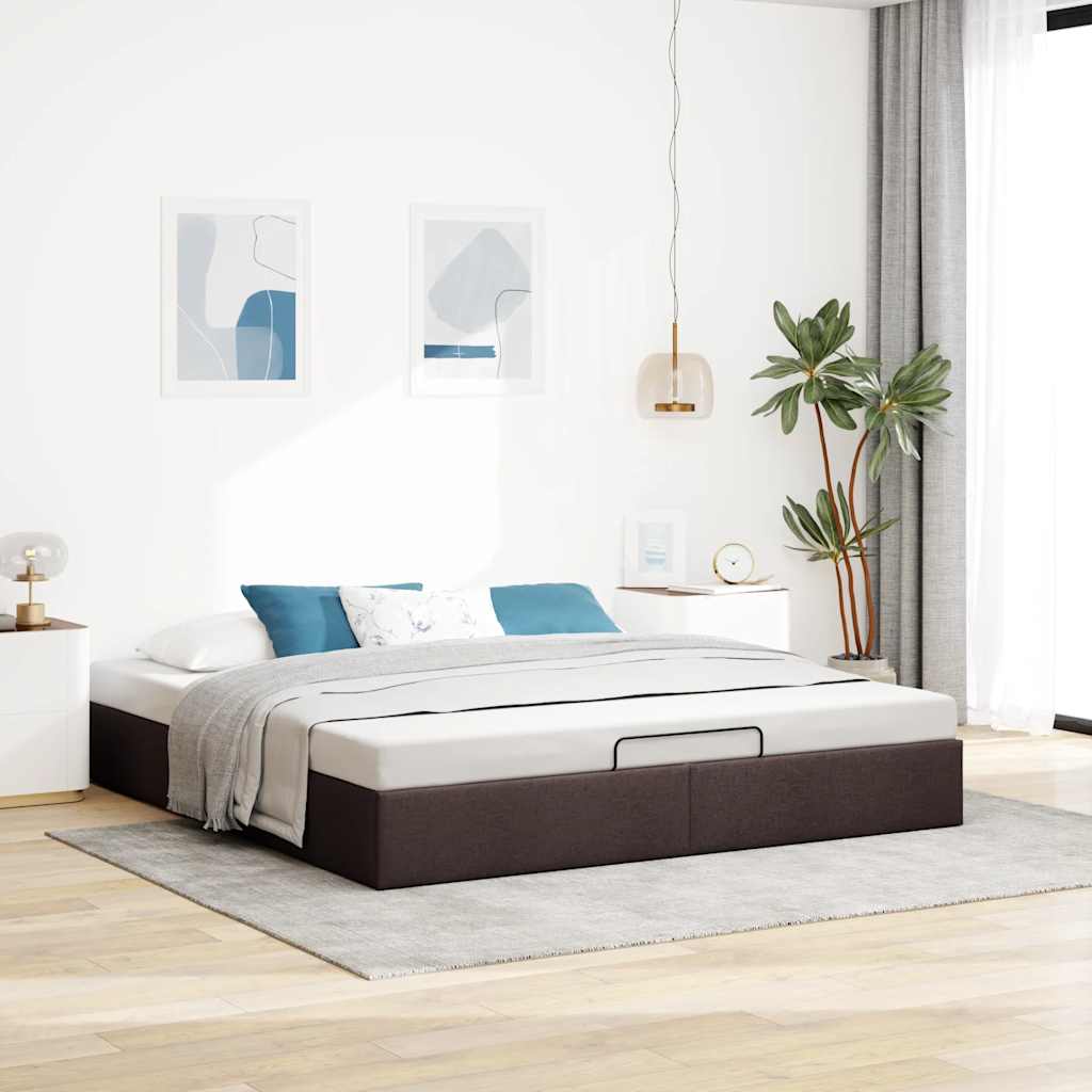 osmannisk sengeramme uden madras 200x200 cm stof mørkebrun