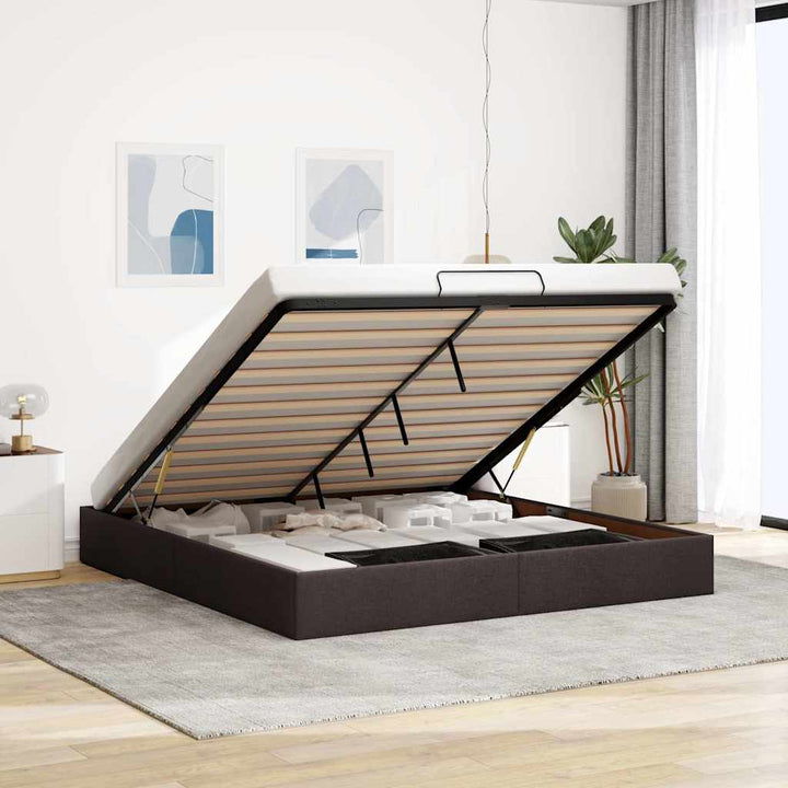 osmannisk sengeramme uden madras 200x200 cm stof mørkebrun