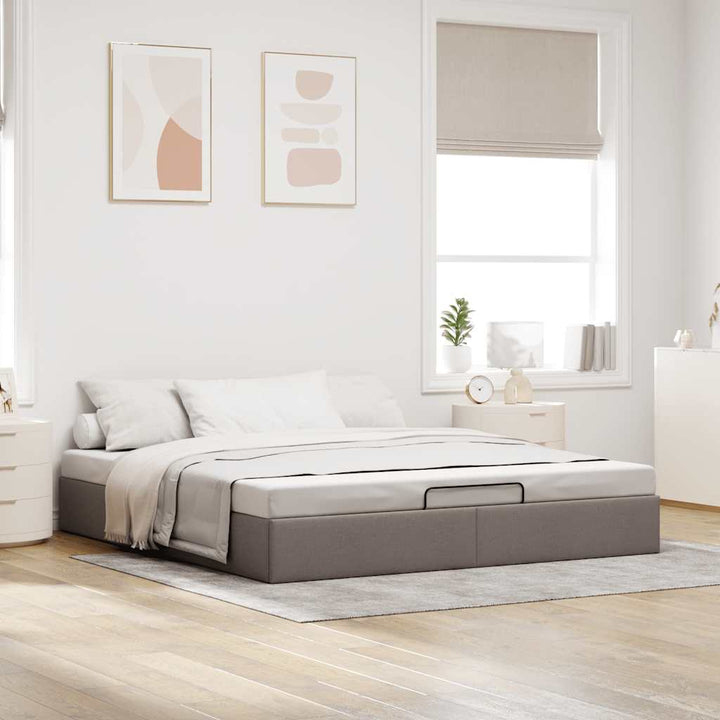 osmannisk sengeramme uden madras 200x200 cm stof gråbrun