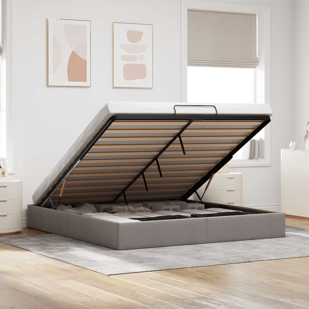osmannisk sengeramme uden madras 200x200 cm stof gråbrun