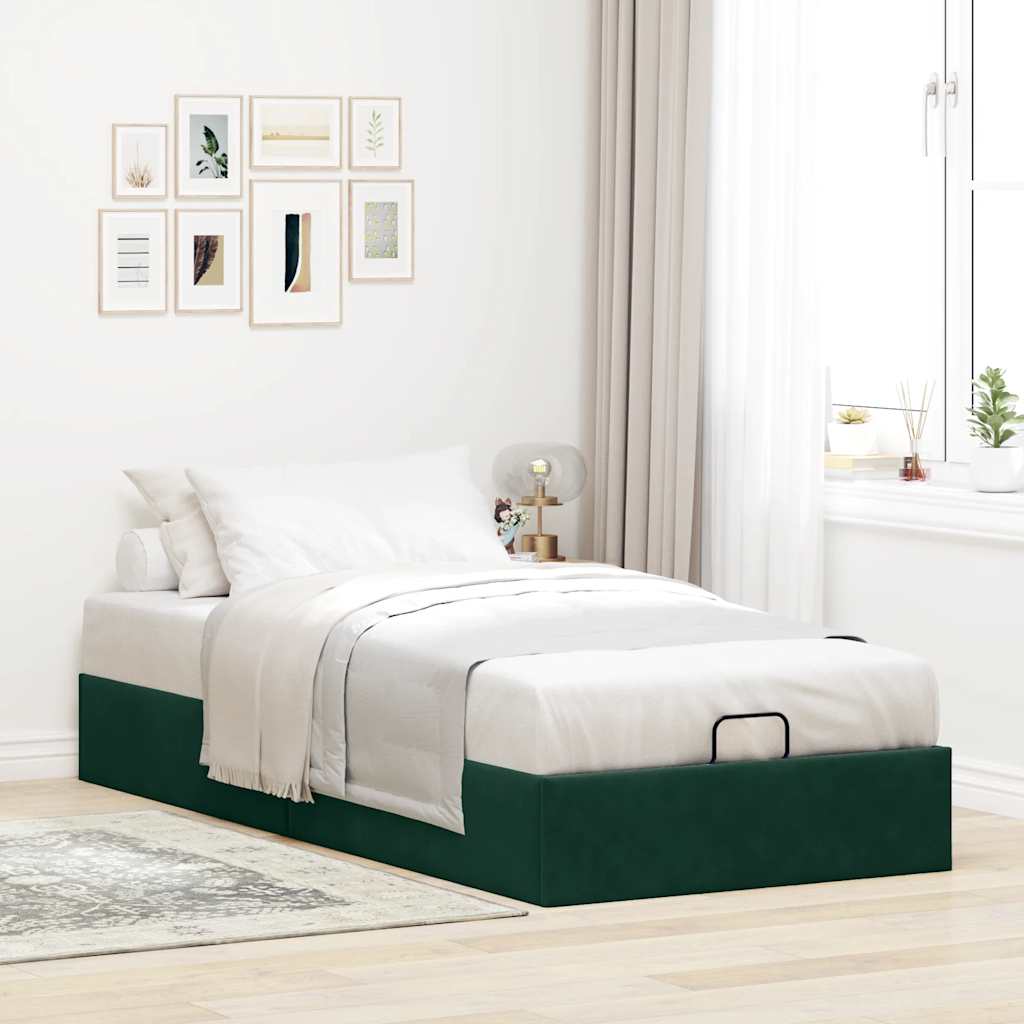 osmannisk sengeramme uden madras 80x200 cm fløjl mørkegrøn