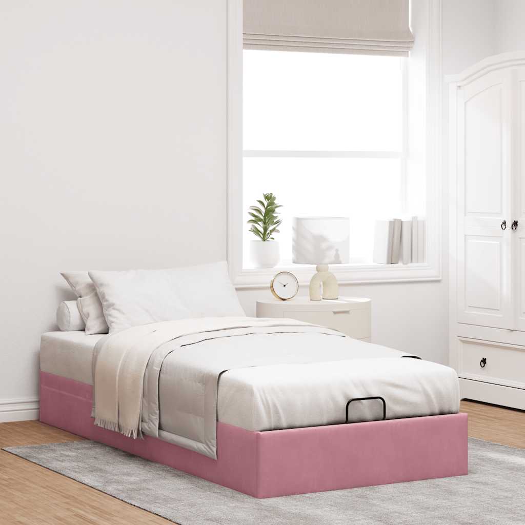 osmannisk sengeramme uden madras 80x200 cm fløjl lyserød