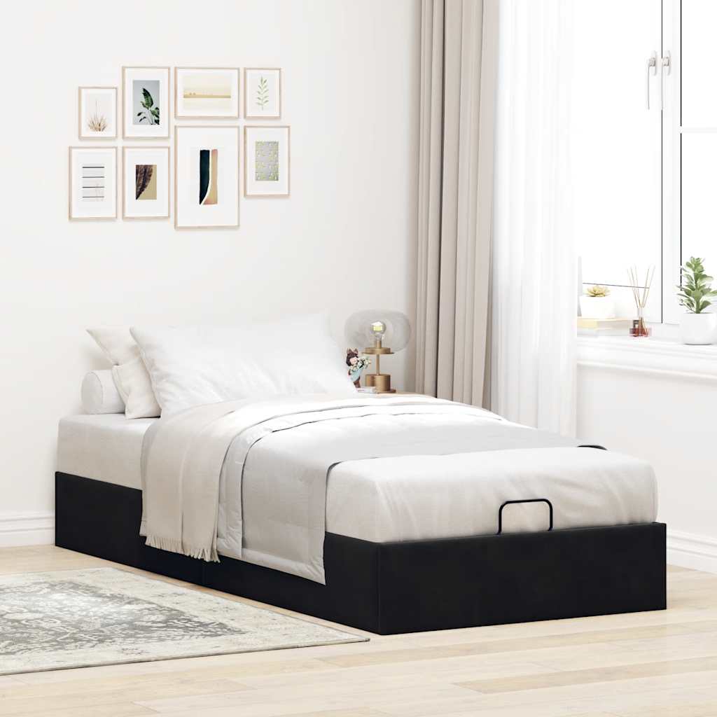 osmannisk sengeramme uden madras 90x190 cm fløjl sort