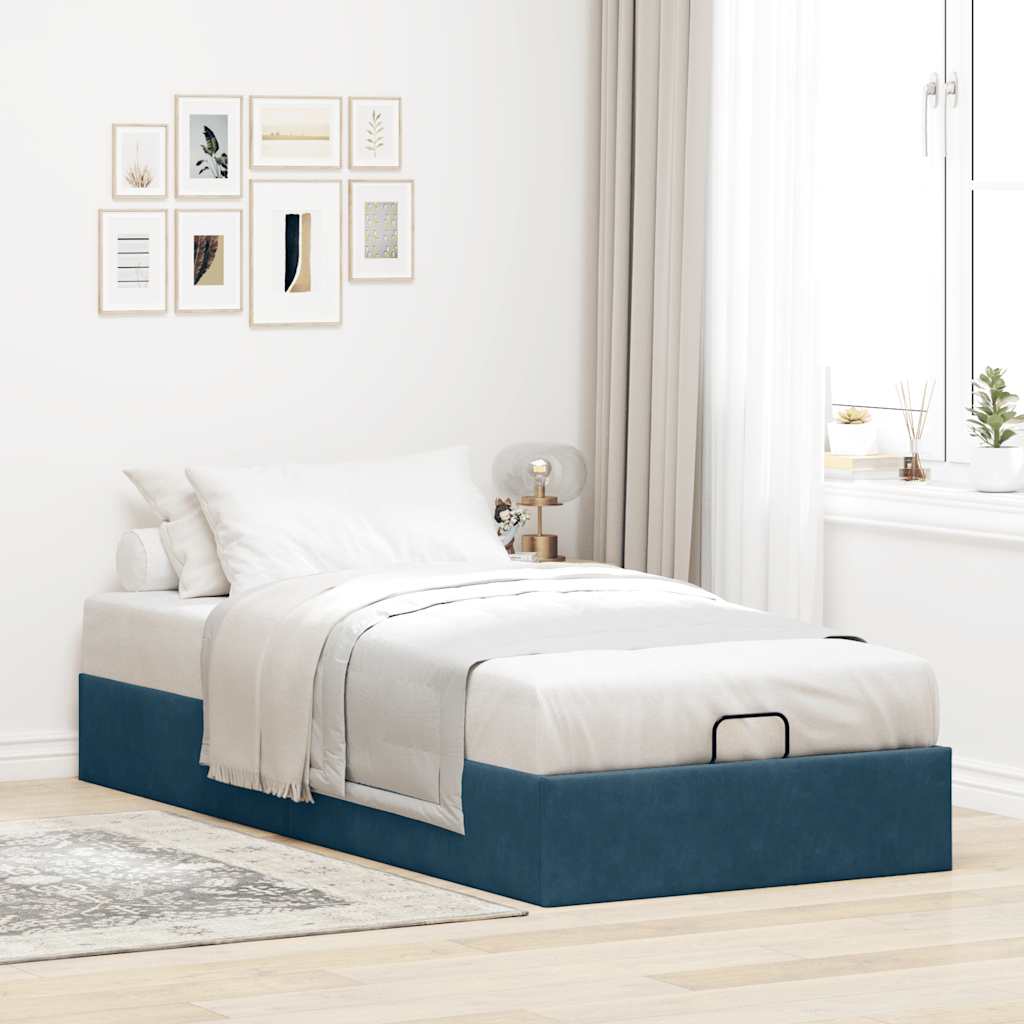 osmannisk sengeramme uden madras 90x190 cm fløjl mørkeblå
