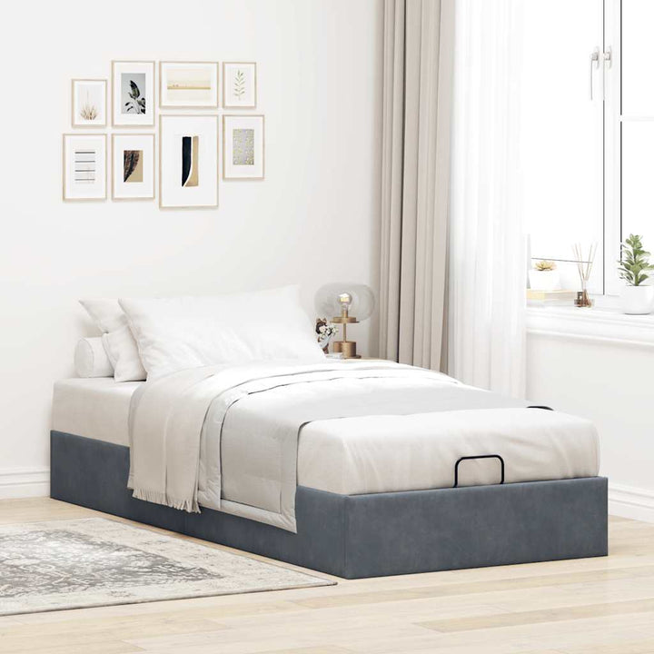 osmannisk sengeramme uden madras 90x200 cm fløjl mørkegrå