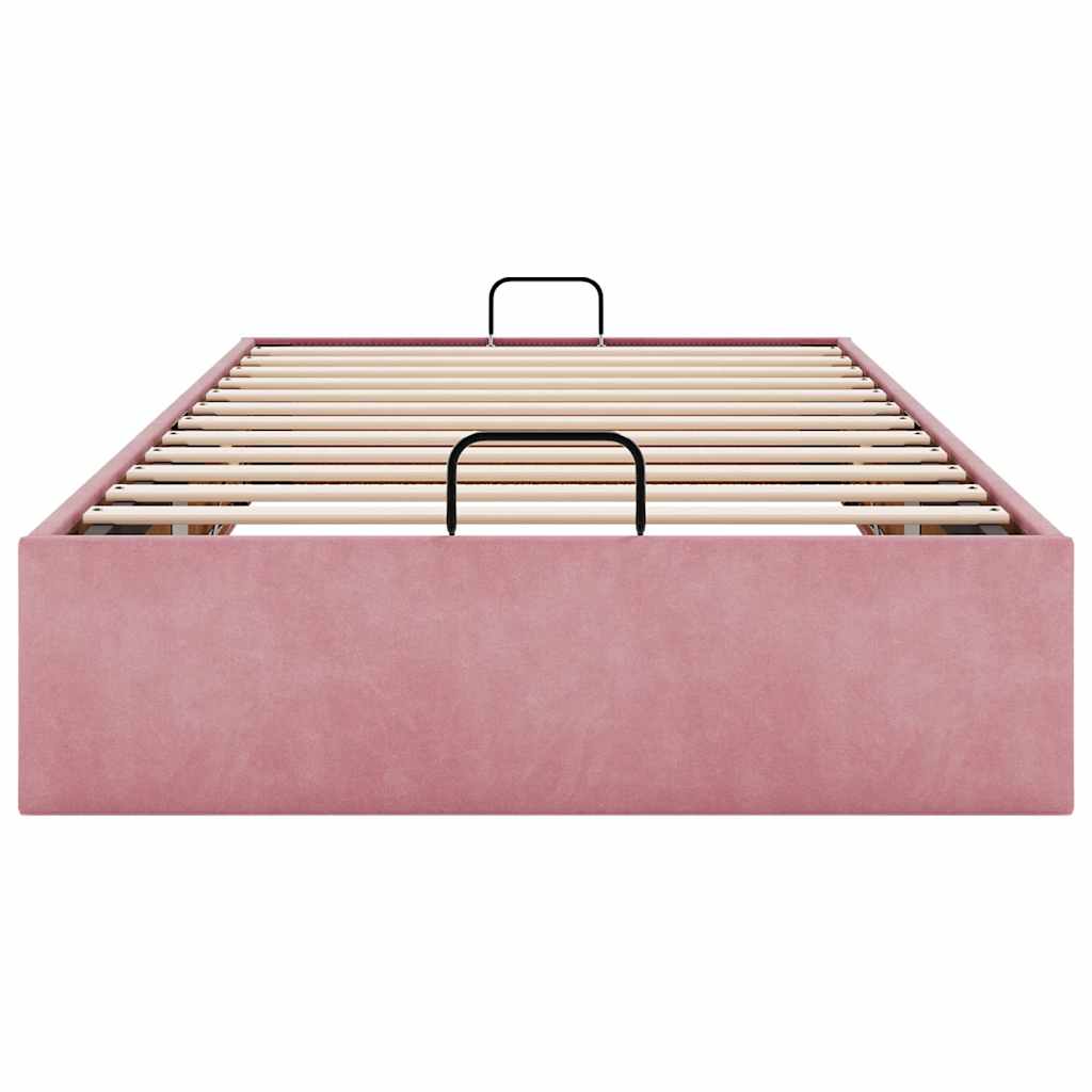osmannisk sengeramme uden madras 90x200 cm fløjl lyserød