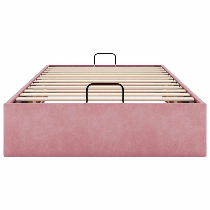 osmannisk sengeramme uden madras 90x200 cm fløjl lyserød