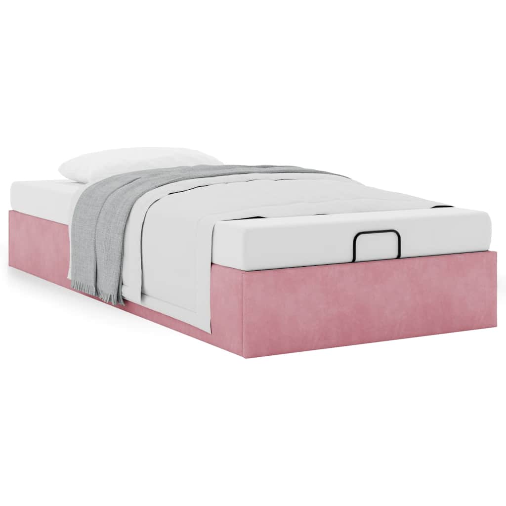osmannisk sengeramme uden madras 100x200 cm fløjl lyserød