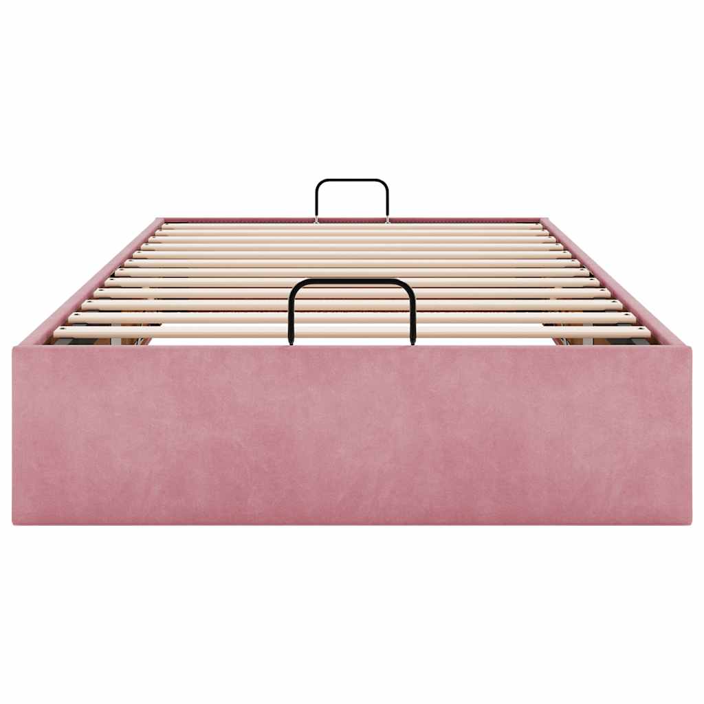 osmannisk sengeramme uden madras 100x200 cm fløjl lyserød