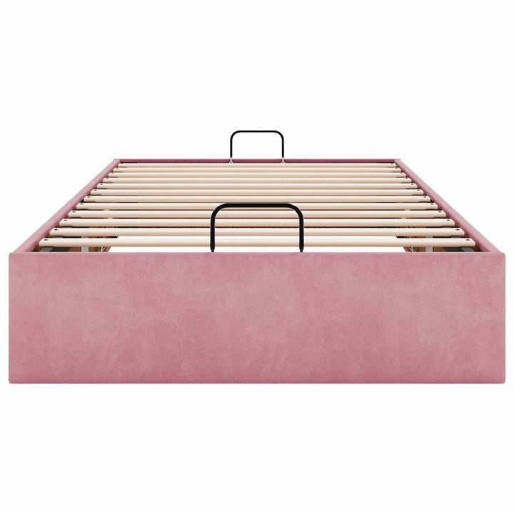 osmannisk sengeramme uden madras 100x200 cm fløjl lyserød