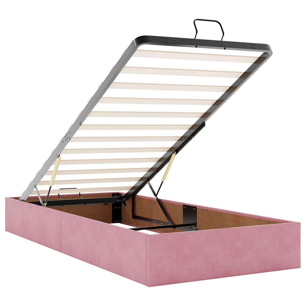 osmannisk sengeramme uden madras 100x200 cm fløjl lyserød