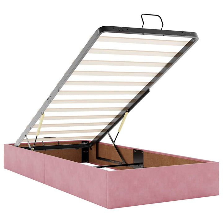 osmannisk sengeramme uden madras 100x200 cm fløjl lyserød