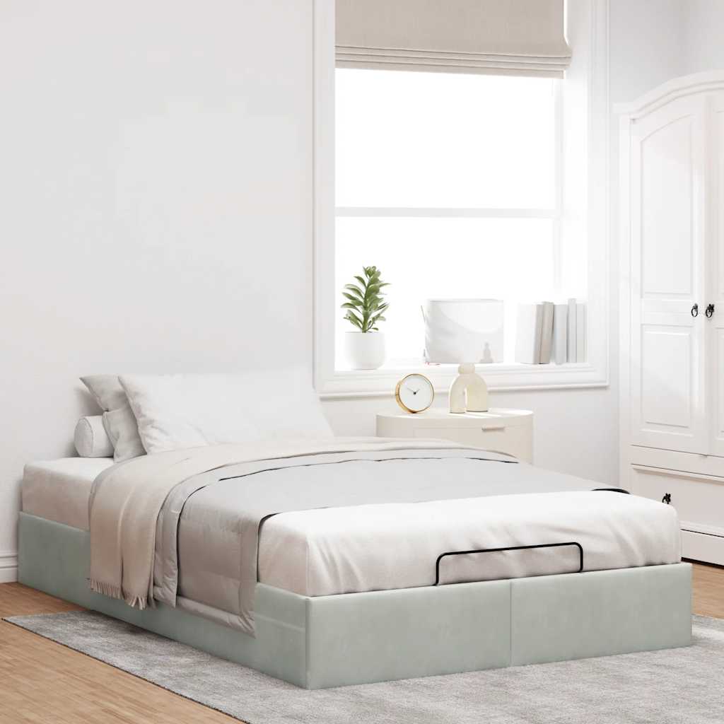 osmannisk sengeramme uden madras 120x190 cm fløjl lysegrå