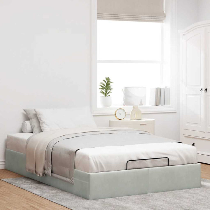osmannisk sengeramme uden madras 120x190 cm fløjl lysegrå