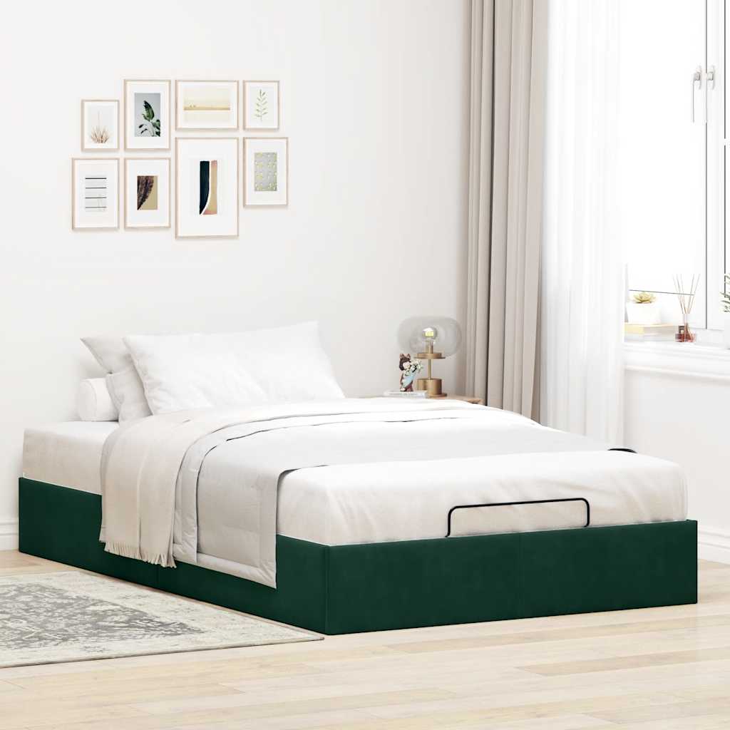 osmannisk sengeramme uden madras 120x190 cm fløjl mørkegrøn