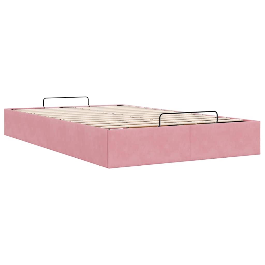 osmannisk sengeramme uden madras 120x190 cm fløjl lyserød