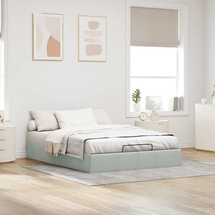 osmannisk sengeramme uden madras 140x190 cm fløjl lysegrå