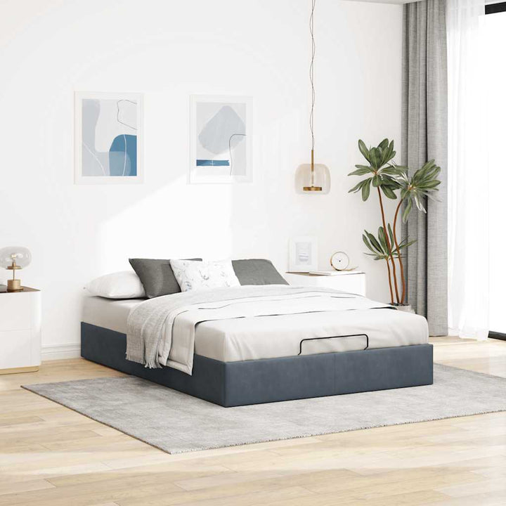 osmannisk sengeramme uden madras 140x190 cm fløjl mørkegrå