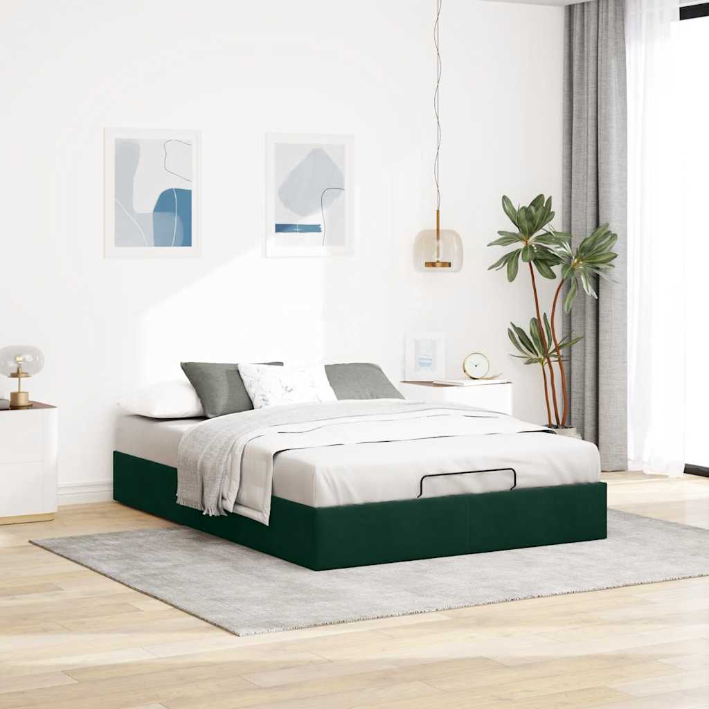 osmannisk sengeramme uden madras 140x190 cm fløjl mørkegrøn
