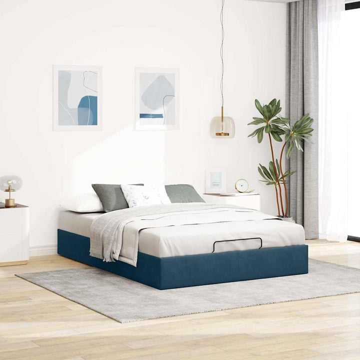 osmannisk sengeramme uden madras 140x190 cm fløjl mørkeblå