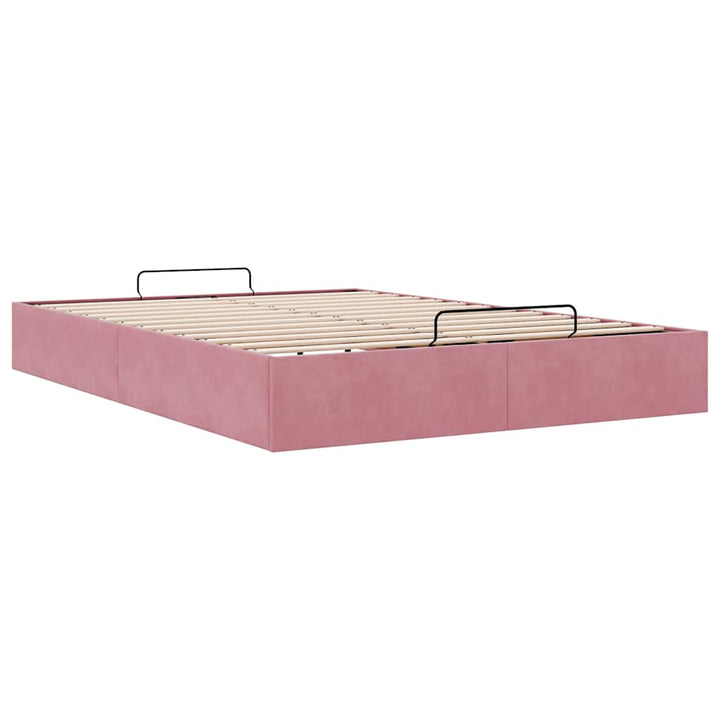 osmannisk sengeramme uden madras 140x190 cm fløjl lyserød