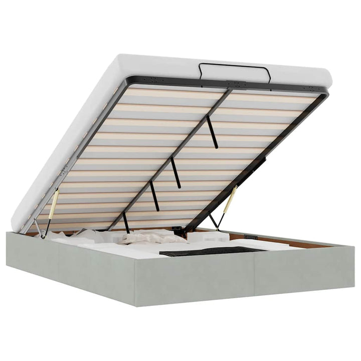 osmannisk sengeramme uden madras 140x200 cm fløjl lysegrå