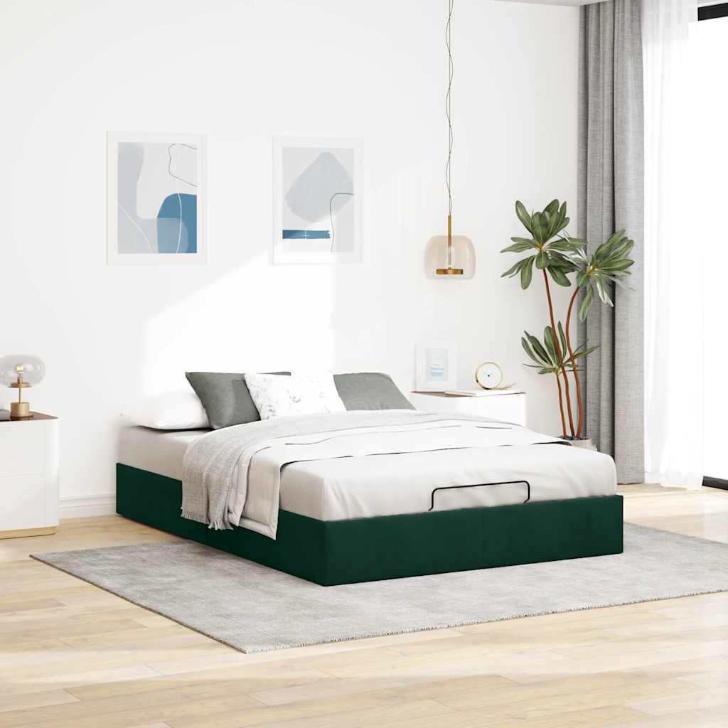 osmannisk sengeramme uden madras 140x200 cm fløjl mørkegrøn