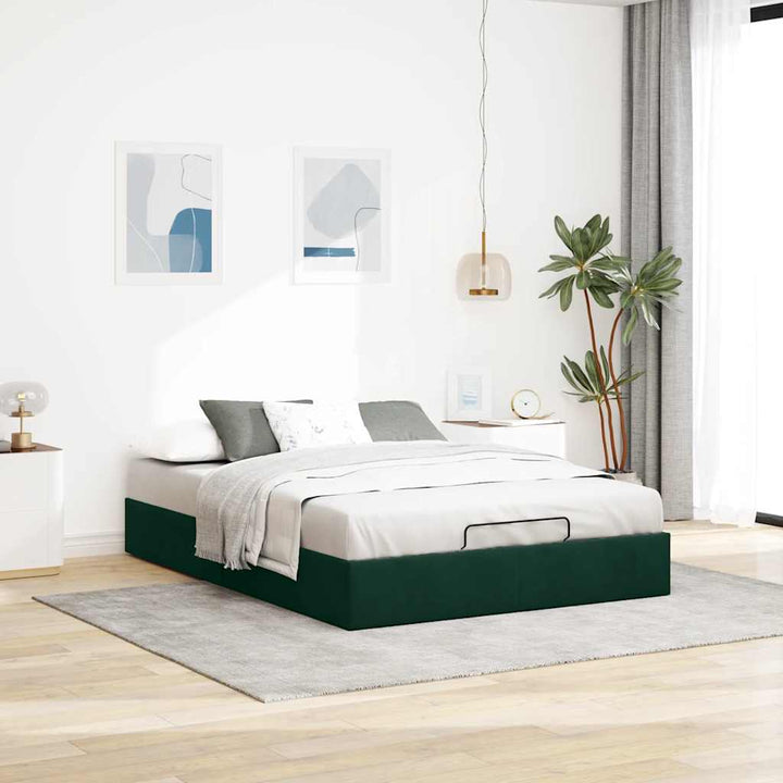 osmannisk sengeramme uden madras 140x200 cm fløjl mørkegrøn