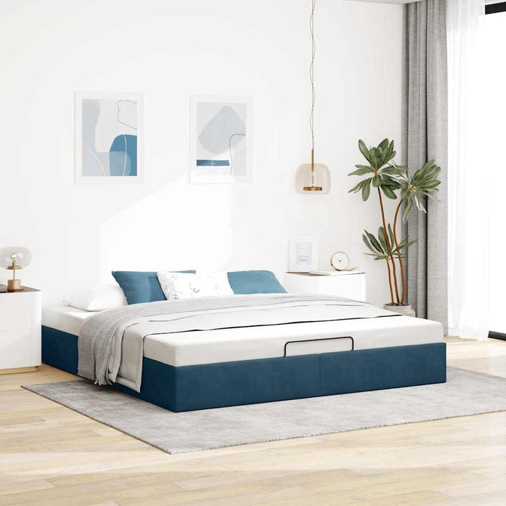 osmannisk sengeramme uden madras 160x200 cm fløjl mørkeblå