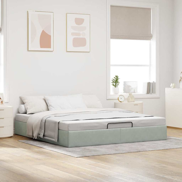 osmannisk sengeramme uden madras 200x200 cm fløjl lysegrå