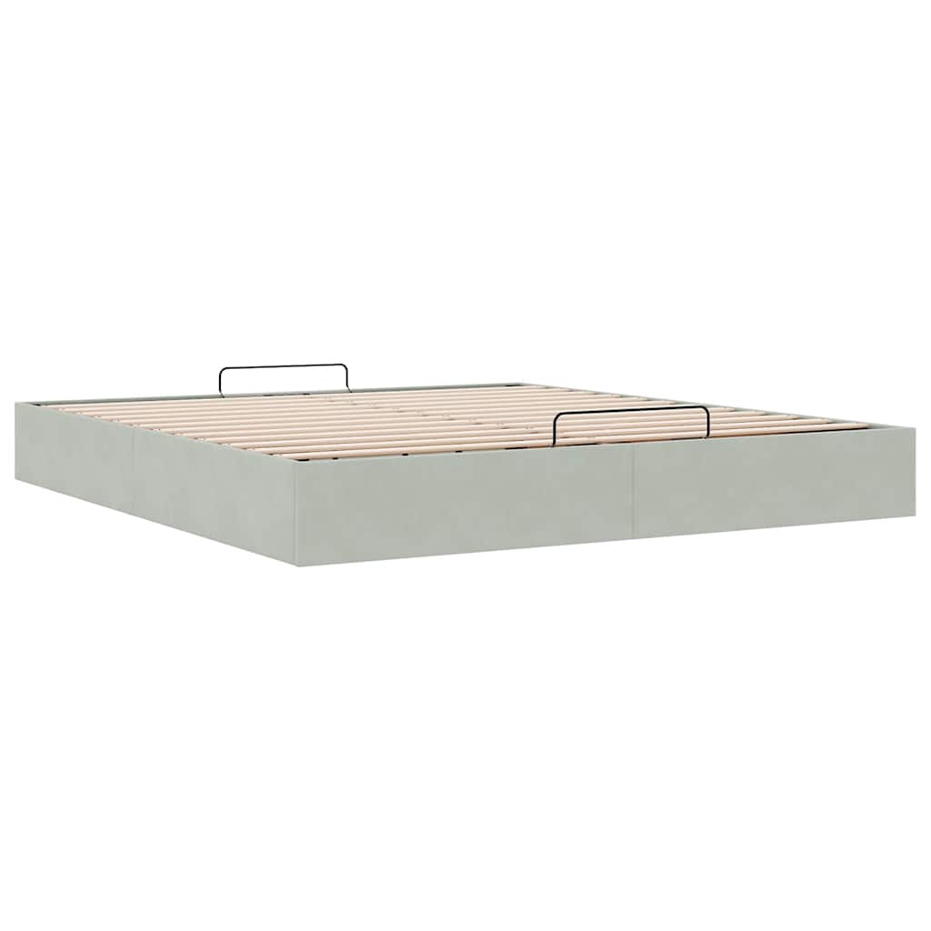 osmannisk sengeramme uden madras 200x200 cm fløjl lysegrå