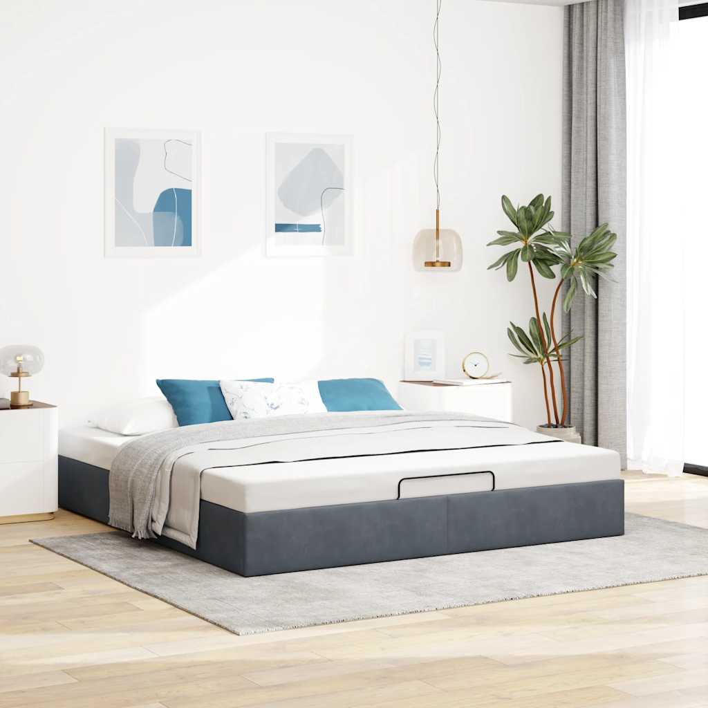osmannisk sengeramme uden madras 200x200 cm fløjl mørkegrå
