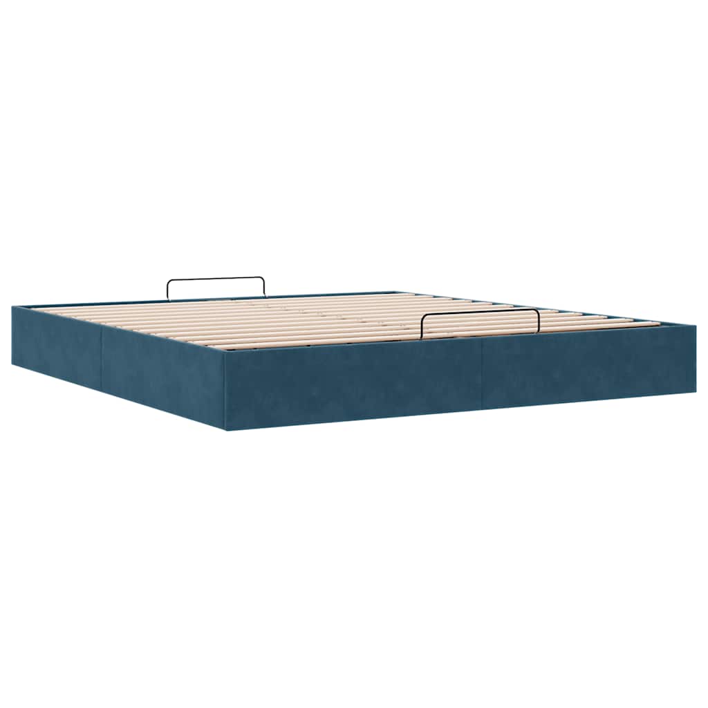 osmannisk sengeramme uden madras 200x200 cm fløjl mørkeblå